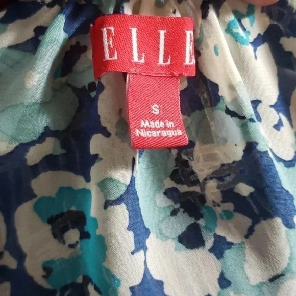 ELLE | Size S | Teal Blue Cream | Blouse - Picture 7 of 8